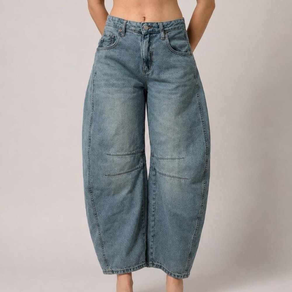 light-wash barrel jeans from S.O.N.G. in size 5/27